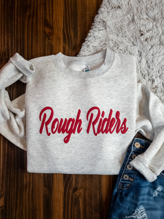 Rough Riders Maroon Puff Oatmeal Plush Crewneck Sweatshirt