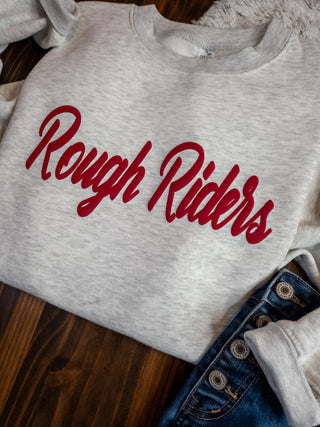 Rough Riders Maroon Puff Oatmeal Plush Crewneck Sweatshirt