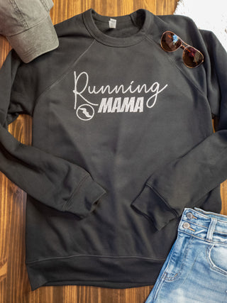 Running Mama Sparkle Black Crewneck Sweatshirt