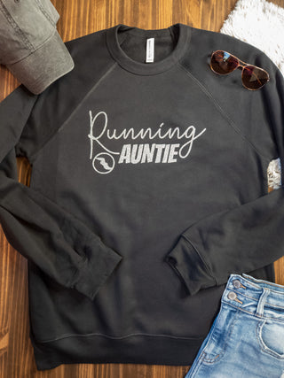Running Auntie Sparkle Black Crewneck Sweatshirt