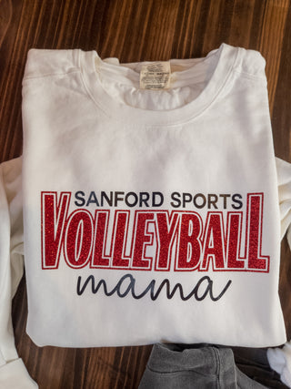 Sanford Sports Volleyball Mama Dyed White Crewneck Sweatshirt