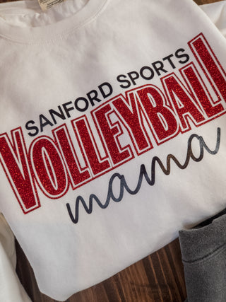 Sanford Sports Volleyball Mama Dyed White Crewneck Sweatshirt