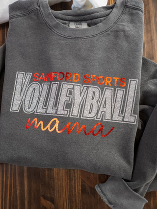 Sanford Sports Volleyball Mama Dyed Gray Crewneck Sweatshirt