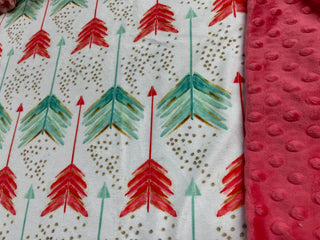 Coral & Aqua Arrows on Minky Adult Size Blanket **Choose backing color