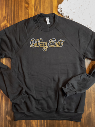 Sibley East Rhinestone Black Sponge Fleece Crewneck Sweatshirt