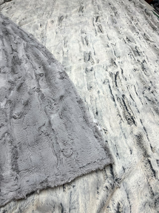 Grey Silver Fox Luxe Minky Blanket - Baby Size to King Size & Pillow Covers *Choose Backing Minky