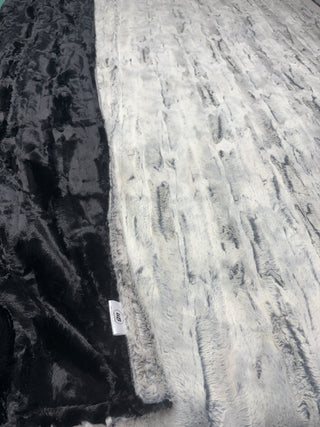 Grey Silver Fox Luxe Minky Blanket w/Black Willow Minky - READY TO SHIP