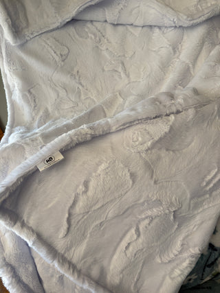 White Double Sided Minky Blanket - Can Customize with Embroidery