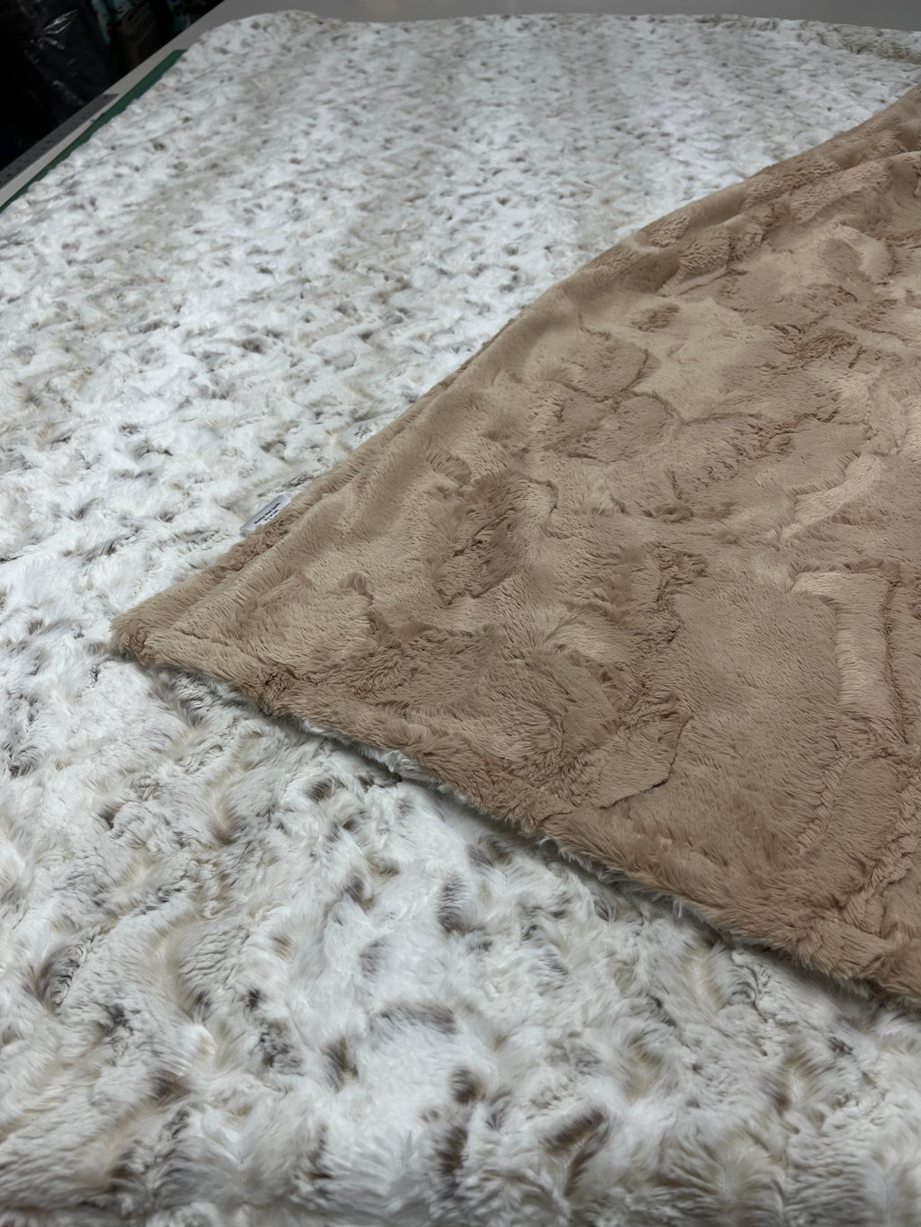 Natural Tones Snowy Owl Minky Blanket w/Safari Hide * Ready To Ship