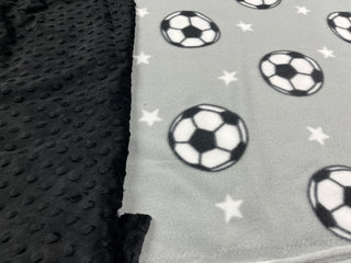 Gray Soccer Balls Blanket - Choose Backing *Embroidery Customizable