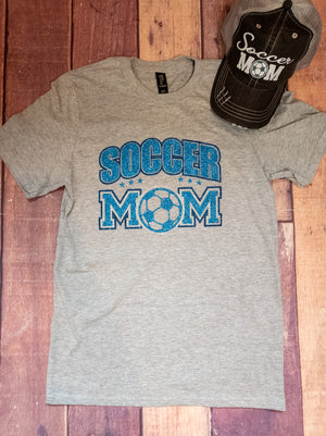 Soccer Mom Rhinestone Tee - Blue/Navy