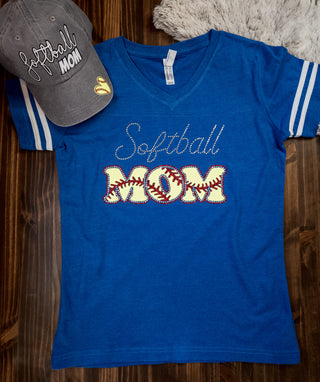 Softball Mom Rhinestone Jersey Tee - More Color Options