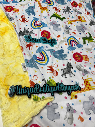 Story Book Animals Minky w/Yellow Galaxy *READY TO SHIP