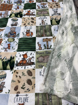 Sweet Melody Animal Cuddle Minky Blanket *Choose Minky Backing & Size