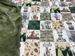 Sweet Melody Animal Cuddle Minky Blanket *Choose Minky Backing & Size