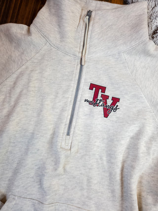 TV Mustangs Oatmeal Half Zip Pullover - Ladies Fit