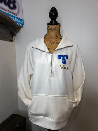 T Titans Ivory Half Zip Pullover - Ladies Fit