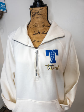 T Titans Ivory Half Zip Pullover - Ladies Fit