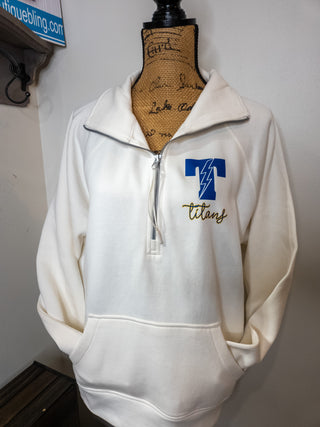 T Titans Ivory Half Zip Pullover - Ladies Fit