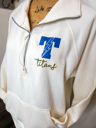 T Titans Ivory Half Zip Pullover - Ladies Fit