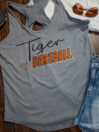 Tiger Baseball Rhinestone Keyhole Tank