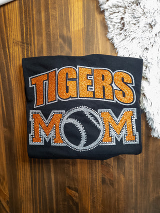 Tigers Ball Mom Rhinestone Black Top
