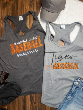 Tiger Baseball Rhinestone Keyhole Tank