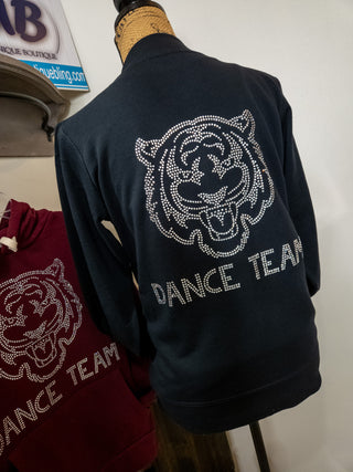 Tigers Dance Team Rhinestone Black French Terry Bomber Zip-Up