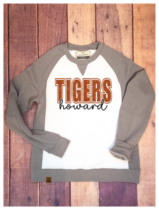Tigers Howard Gray League Crewneck - Ladies Fit