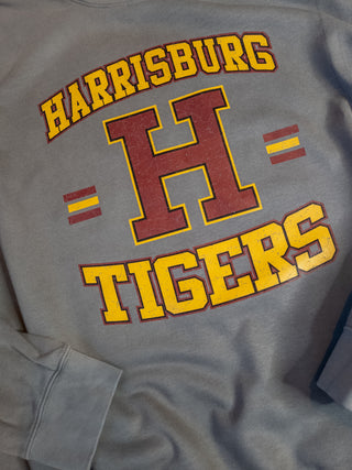 Harrisburg Tigers Dyed Fleece Gray Crewneck Sweatshirt