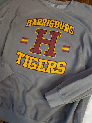 Harrisburg Tigers Dyed Fleece Gray Crewneck Sweatshirt
