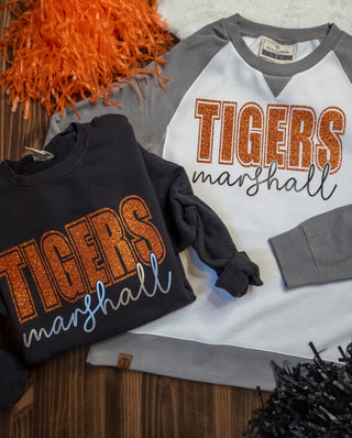 Tigers Marshall Gray League Crewneck - Ladies Fit