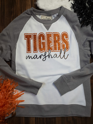 Tigers Marshall Gray League Crewneck - Ladies Fit