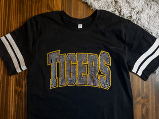 Tigers Rhinestone Black Jersey Tee