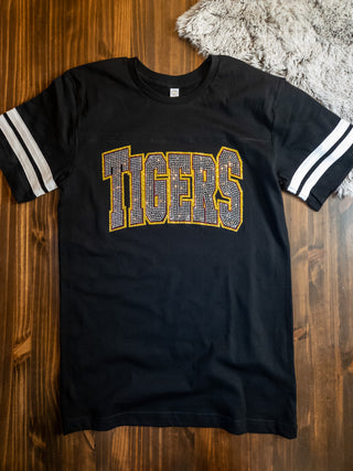 Tigers Rhinestone Black Jersey Tee