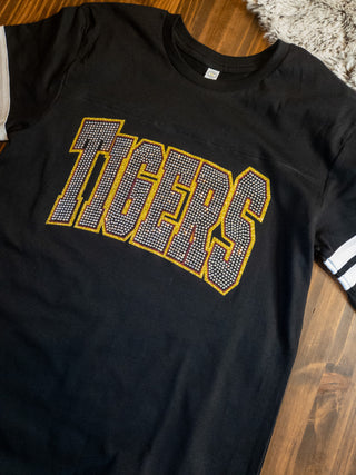 Tigers Rhinestone Black Jersey Tee