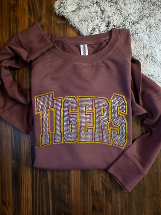 Tigers Rhinestone French Terry Crewneck Sweatshirt