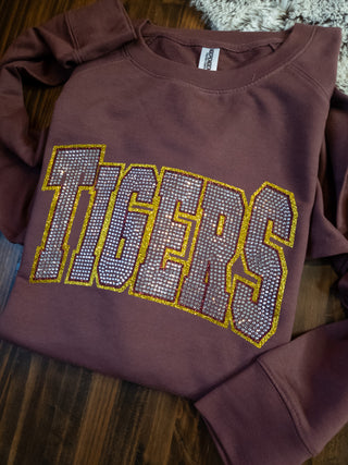Tigers Rhinestone French Terry Crewneck Sweatshirt