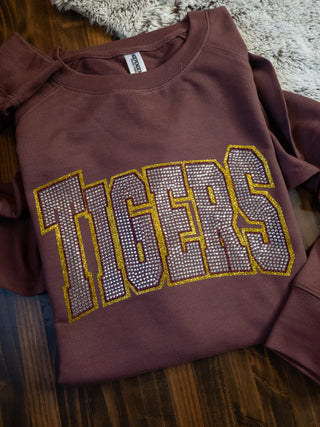 Tigers Rhinestone French Terry Crewneck Sweatshirt