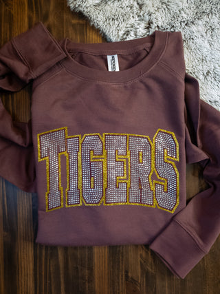 Tigers Rhinestone French Terry Crewneck Sweatshirt
