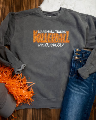 Marshall Tigers Volleyball Mama Dyed Pepper Crewneck Sweatshirt