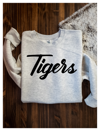 Tigers Black Puff Oatmeal Plush Crewneck Sweatshirt