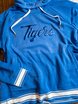 Tigers Metallic Puff Blue Cowl Neck