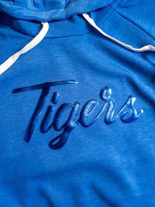 Tigers Metallic Puff Blue Cowl Neck