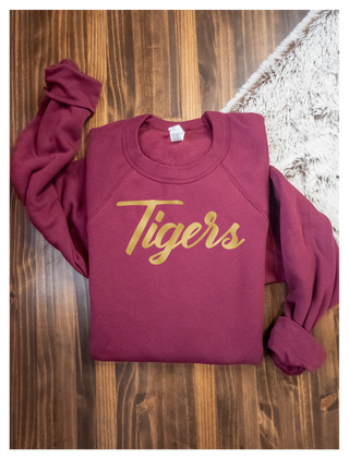 Tigers Gold Metaliic Puff Crewneck Sweatshirt