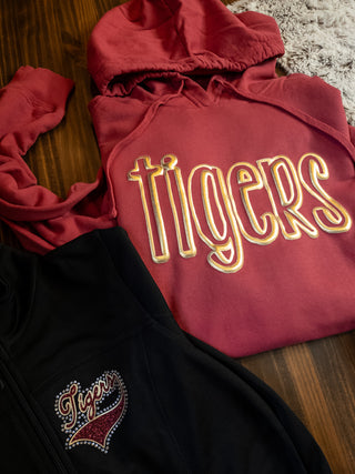 Tigers Metallic Puff Merlot Beach Wash Hooded Sweatshirt