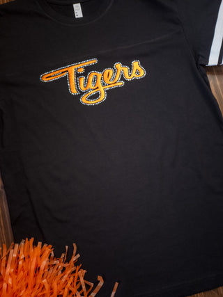 Tigers Rhinestone Black Jersey Tee