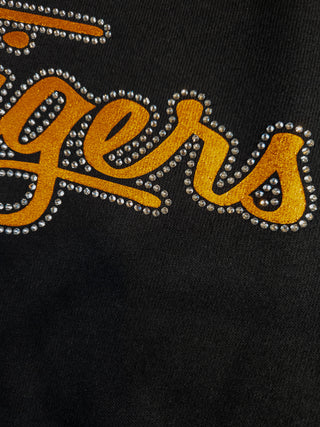Tigers Orange Metallic and Rhinestones Raglan Crewneck Sweatshirt