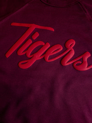 Tigers Puff Maroon Sponge Fleece Crewneck Sweatshirt