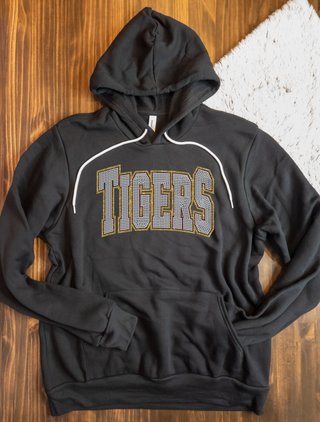 Tigers Rhinestone Black Sponge Fleece Hoodie